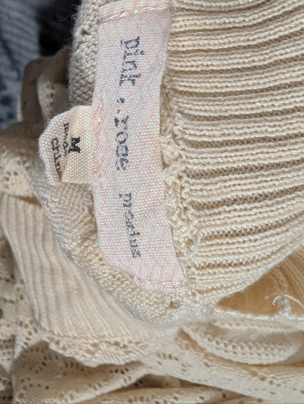 Pink Rose Open Knit Cream Cardigan Size M - Picture 8 of 8